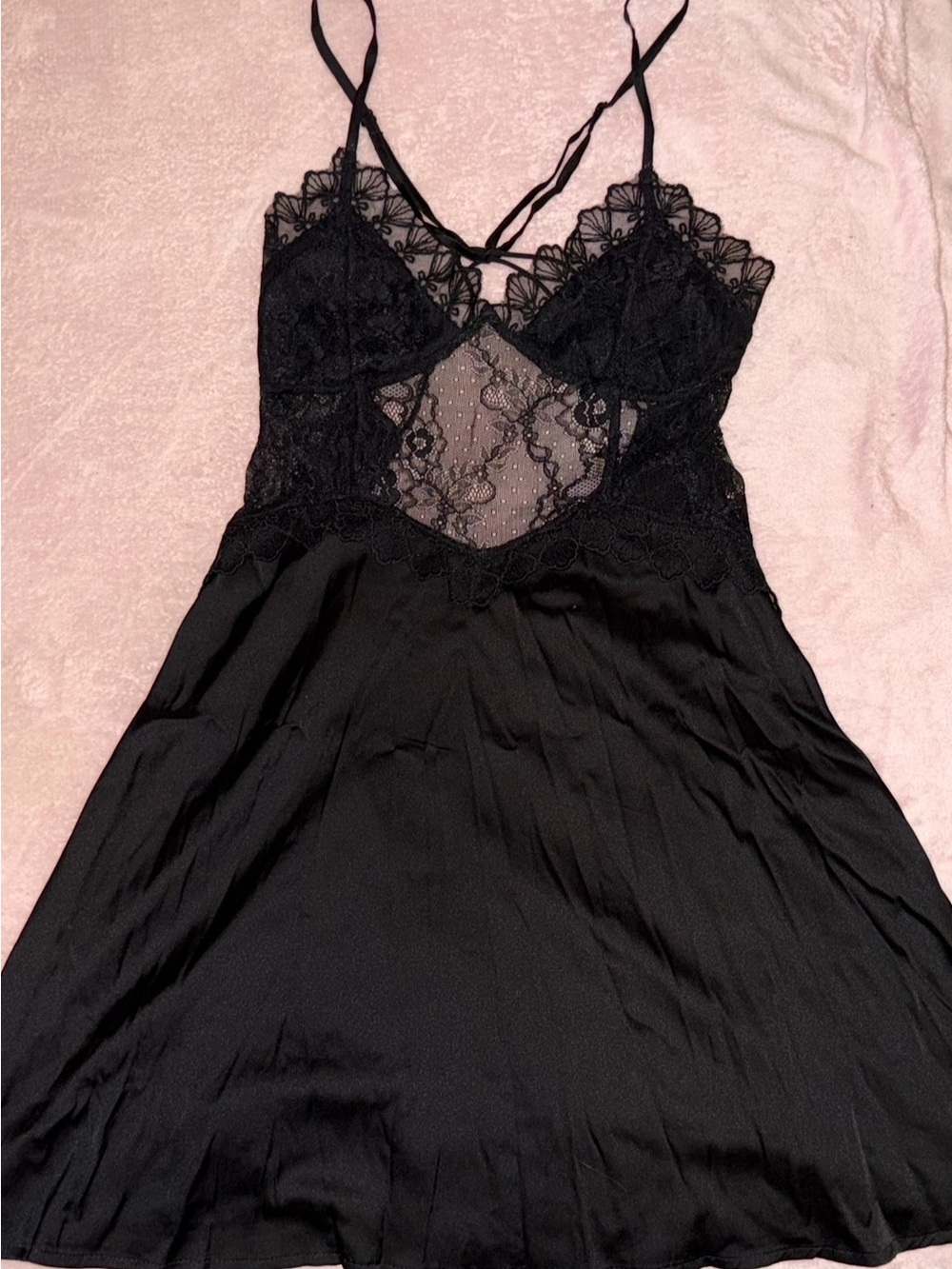🖤Black Lace & Satin Lingerie Slip Dress🖤